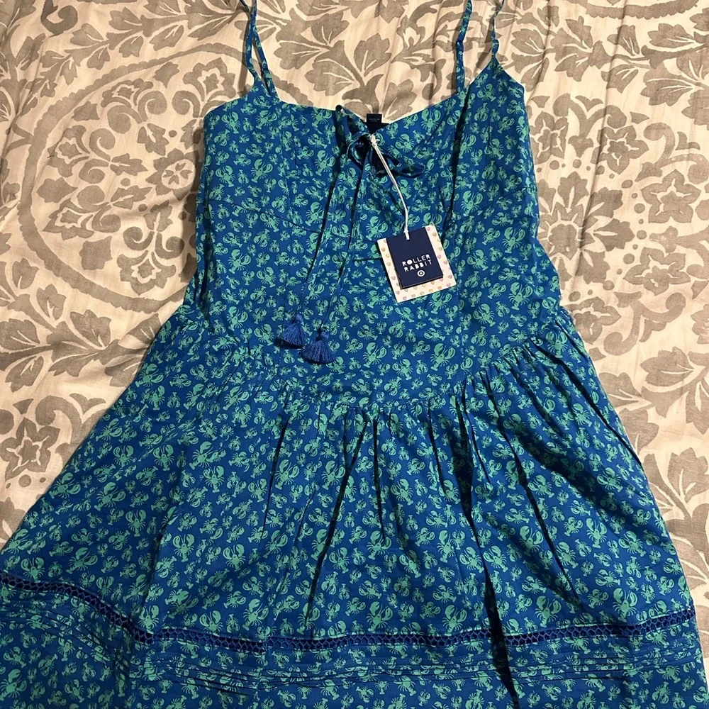 NWT Roller Rabbit x Target Lobsters Blue Drop Waist Mini Dress - Women’s M - Picture 1 of 7